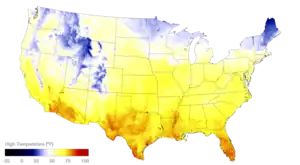 Above average temperatures across the United States in the 2011-12 winter