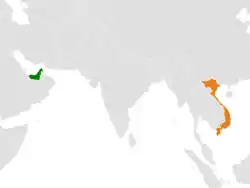 Map indicating locations of United Arab Emirates and Vietnam