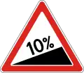 Upwards hill (with grade percentage)