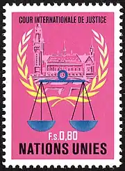 Image 25A 1979 stamp issued for the United Nations Geneva office, denominated in Swiss francs. (from United Nations Postal Administration)