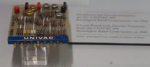 A circuit board from the UNIVAC 490 computer on display at the Deutsches Museum