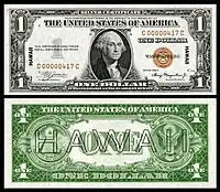 $1 1935 silver certificate with Hawaii overprint