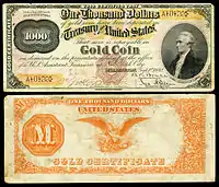 $1,000 Gold Certificate, Series 1882, Fr.1218a, depicting Alexander Hamilton