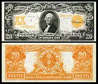 $20 Gold Certificate, Series 1906, Fr.1185, depicting George Washington