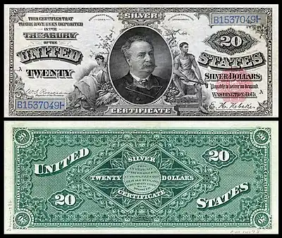 $20 Silver Certificate, Series 1886, Fr.316, depicting Daniel Manning