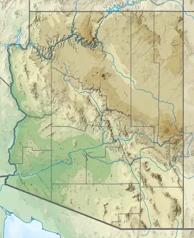 Location of the lake in Arizona, USA.