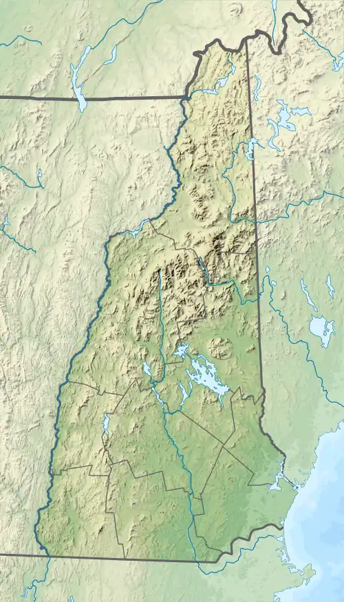 Location of Pawtuckaway Lake in New Hampshire, USA.