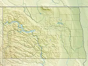 Location of Devils Lake in North Dakota, USA.