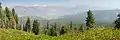 Panorama of the Sierra peaks surrounding Hume Lake.