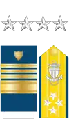 The collar stars, shoulder boards, and sleeve stripes of a U.S. Coast Guard admiral