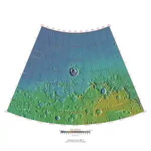 Topographical map of Ismenius Lacus quadrangle