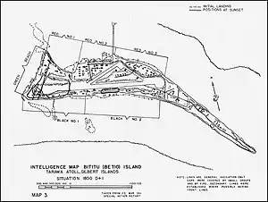 Map of runway on Betio and landing plans