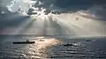 Samidare, JS Sazanami, USS Wayne E. Meyer and USS Carl Vinson on 8 March 2017.
