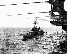 USS English refueling from USS Independence in October 1962.