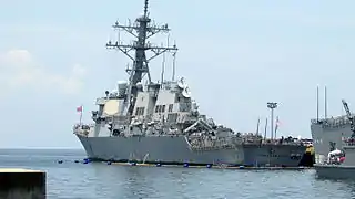 Rear view of USS Paul Hamilton at the Manila Port Harbor