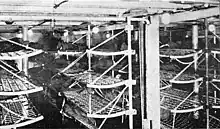 Soldiers' bunk beds in USS Kaiserin Auguste Victoria. The Morse company installed 6,500 such bunks in the ship in 1919.