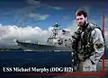 Photo of LT Michael Murphy in a commemoration poster released by the Navy