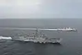 KRI Sultan Hasanuddin and USS Rodney M. Davis in Strait of Malacca in October 2014.