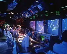 The Combat Information Center on board Vincennes in January 1988.