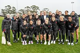 Sanchez with the U.S. national team and Second Gentleman, Doug Emhoff, July 2023