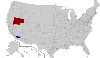 2011 U.S. House special election results map: Red: Republican holds, Blue: Democratic holds, Gray: No election