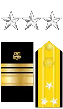 The collar stars, shoulder boards, and sleeve stripes of a United States Public Health Service Commissioned Corps vice admiral