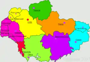 After 1935; including recently created Donetsk and Chernihiv Oblasts and border okrugs