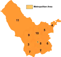 Map of Ulanqab's divisions: Chahar Right Front Banner is 8 on this map