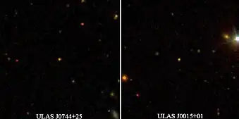 Two stars very distant from us in two separate pictures taken by telescope