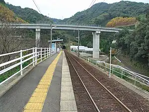 Single station platform and track in 2008