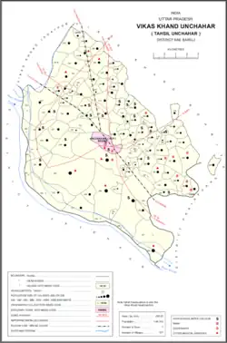 Map showing Kotiya Chitra (#222) in Unchahar CD block