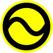 Symbol of Interlingue, a black tilde on a circular yellow background