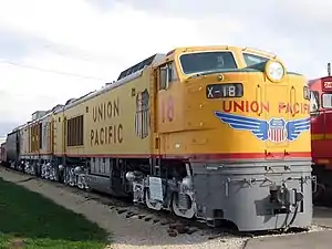 Image 44Union Pacific 18, a gas turbine-electric locomotive preserved at the Illinois Railway Museum (from Locomotive)