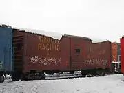 The boxcar originally used as the restoration shop