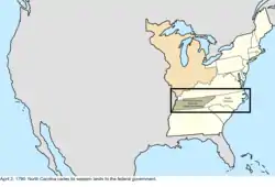 Map of the change to the United States in central North America on April 2, 1790