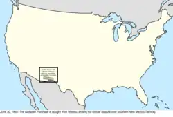 Map of the change to the international disputes involving the United States in central North America on June 30, 1854