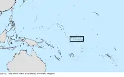 Map of the change to the United States in the Pacific Ocean on July 10, 1889