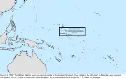 Map of the change to the United States in the Pacific Ocean on March 8, 1892