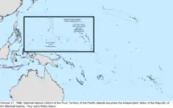 Map of the change to the United States in the Pacific Ocean on October 21, 1986