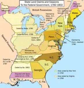 Image 29Map of the original 13 colonies and their territories. Note that Michigan was the object of multiple claims. (from History of Michigan)