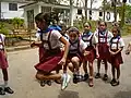 Cuban schoolchildren wearing blue scarves, 2006