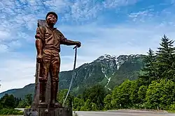 Statue of a lumberjack in Usk