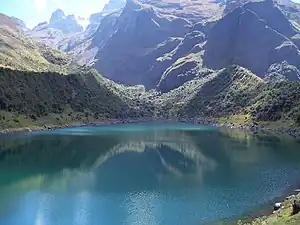 The lake Usphaqucha with the volcano Ampay in the background