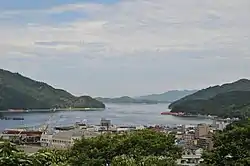 View of Uwajima Bay and downtown Uwajima from Uwajima Castle