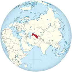 Location of Uzbekistan (red)