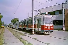 A storaged metre-gauge V2A tram (converted at Nicolina Works) in Iași