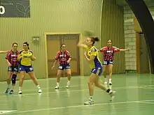 VÍF is the sports club from Vestmanna. Here they play handball in yellow and blue.