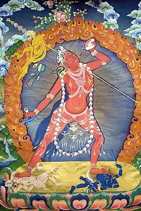 Vajrayogini from thangka, holding kartari in her right hand