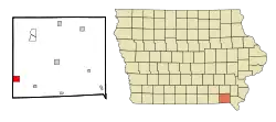 Location of Milton, Iowa