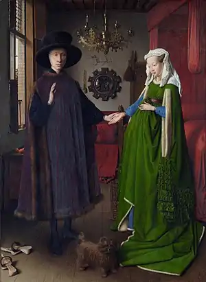 Arnolfini Portrait; by Jan van Eyck; 1434; oil on panel; 82.2 x 60 cm; National Gallery (London)